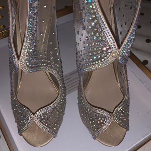 Champagne Crystal Embellished Heels